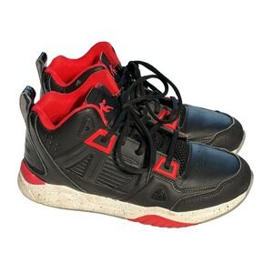 AND1 Boys Size 5 Basketball Sneakers Black And Red High Top Lace Up Shoes